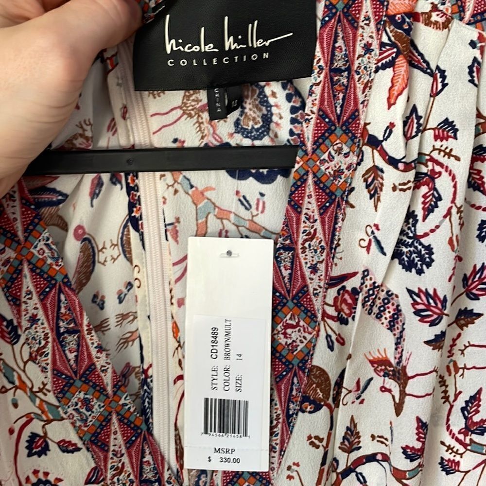 Nicole Miller Collection Silk Blend Mini Dress Multi Print - Picture 5 of 8